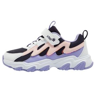 特步女童鞋2026冬季新款皮面保暖儿童运动鞋魔术贴中大童休闲鞋子