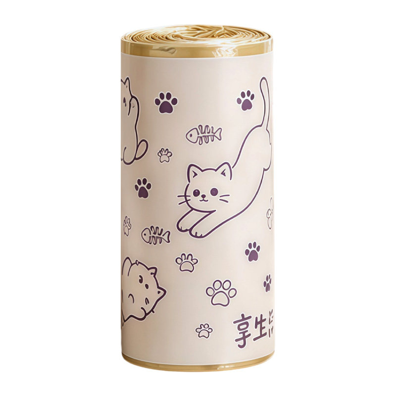 可爱猫咪加厚抽绳自动收口垃圾袋