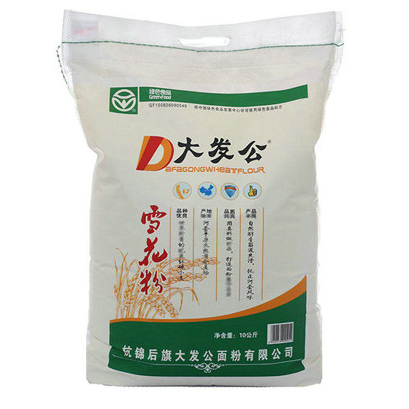内蒙河套特产大发公雪花粉全麦高筋面粉10kg家用包子面条馒头包邮