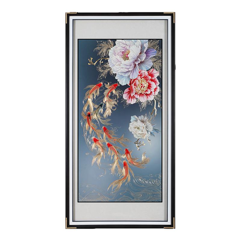富贵绵延手工铜雕画走廊玄关九鱼