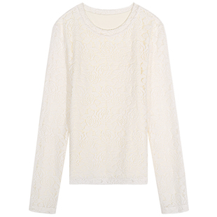 落落狷介蕾丝打底衫2025新款白色小个子修身显瘦可外穿上衣蕾丝衫