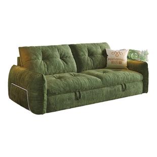 帕沙曼可拆洗沙发床一体两用布艺小户型书房中古云朵沙发双人绿色