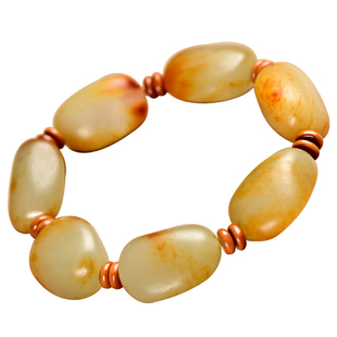 新疆和田玉原石手串男洒金皮玉石手链女随形带皮玉手把件玉器文玩