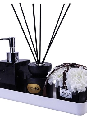 轻奢样板间浴室摆件洗手液瓶陶瓷吸水架套装按压瓶沐浴洗发分装瓶