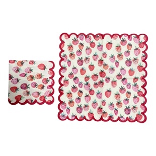 草莓印花红色波浪边餐巾纸创意咖啡厅西餐摆台餐具装饰垫纸面巾纸