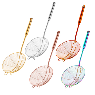 304不锈钢火锅线漏勺家用厨房大号油炸笊篱捞面勺带挂钩过滤网筛