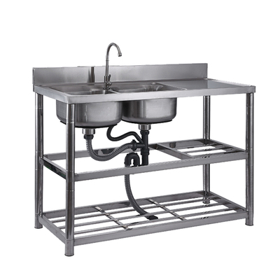 厨房洗碗盆单盆带平台不锈钢水槽