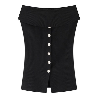 我的挚爱抹胸！一字领开衩上衣