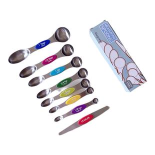 出口单 双头量勺8件套厨房家用烘培勺子刻度勺舀米勺定量勺咖啡勺