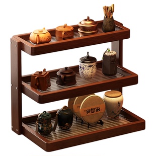 桌面博古架实木小型茶杯茶具置物架茶台紫砂壶茶叶多层摆放展示架