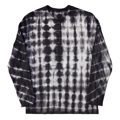 重磅纯棉手工植物染色长袖亨利衫