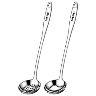 304食品级不锈钢家用长柄盛汤勺子316火锅漏勺隔油勺套装大号加厚