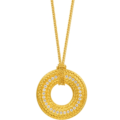 周生生华宇古法黄金东方古祖足金镶嵌钻石腰缠万贯项链95752N