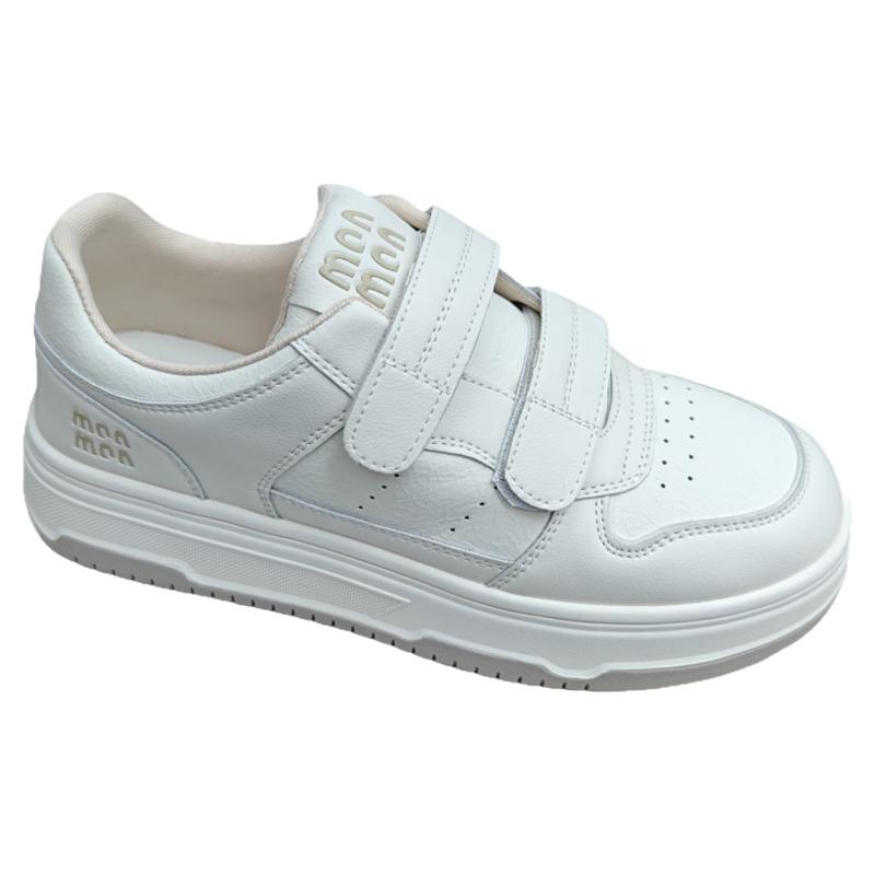 平底真皮小白鞋女ins潮2025新款显脚小魔术贴板鞋学生休闲运动鞋