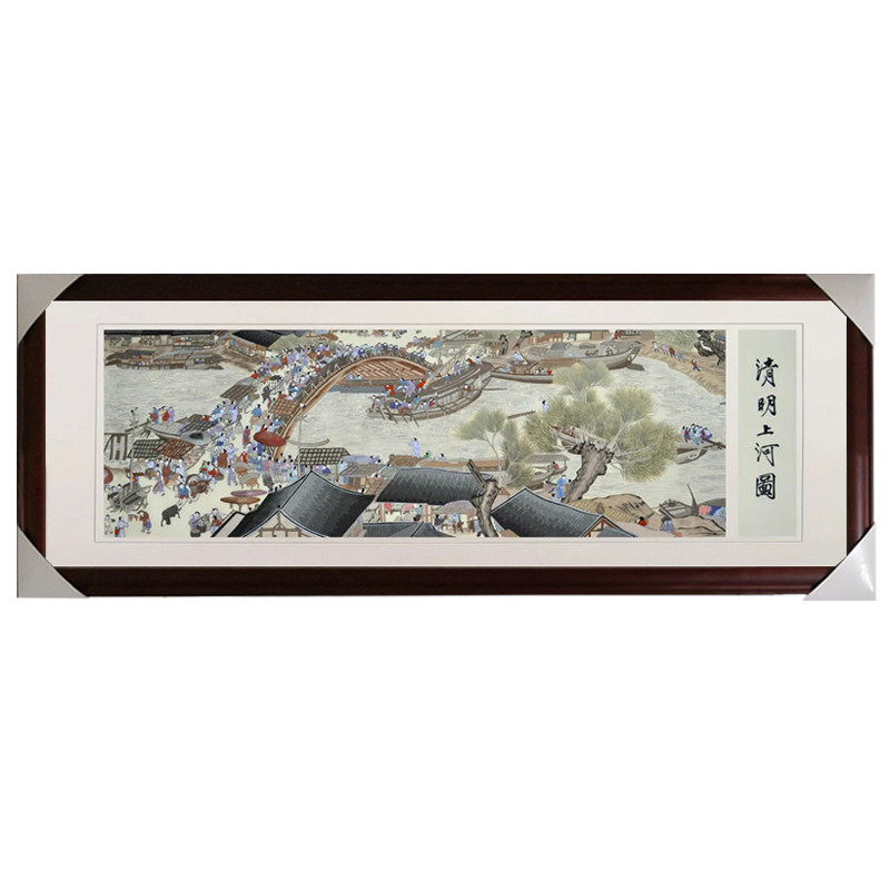苏绣清明上河图纯手工刺绣品古代名画客厅大堂装饰壁画送老外礼物