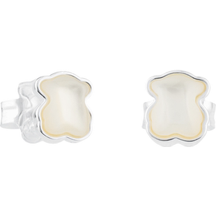 TOUS/桃丝熊925银经典复古轻奢小熊珍珠母贝耳钉情侣礼物