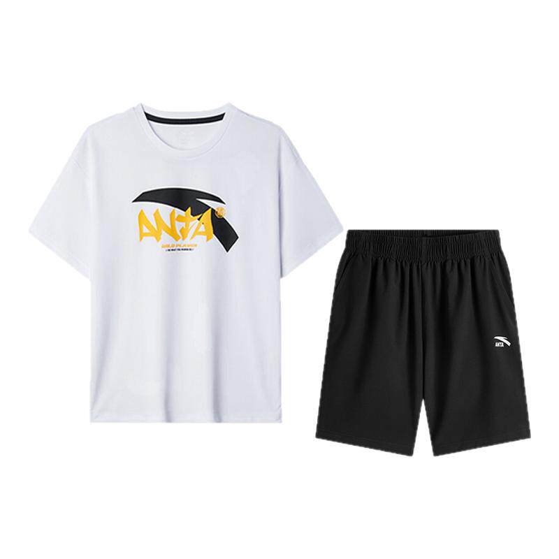 安踏男童短袖套装速干夏装运动服
