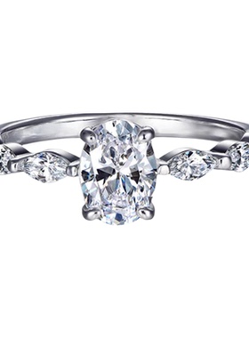 小红书纯银戒指女鸽子蛋水滴椭圆型一克拉莫桑石四爪空托批发