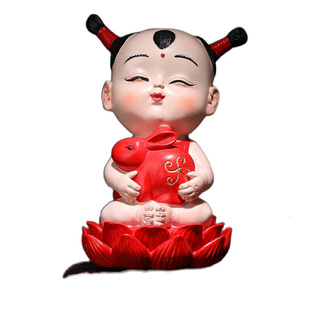 元旦新年创意小摆件送福童子福娃家居客厅个性创意生肖挂饰装饰品
