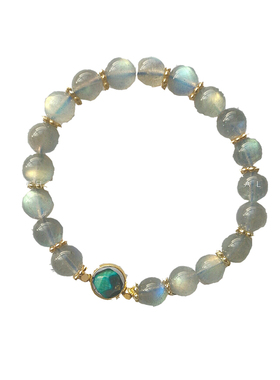 小众天然月光石水晶包金手链