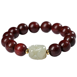 天然老料印度小叶紫檀木手串女款盘玩文玩佛珠和田玉貔貅手链男款