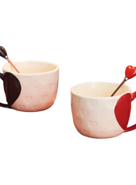 喜庆陶瓷情侣对杯高档水杯生日礼物女生闺蜜咖啡杯早餐杯子装饰品