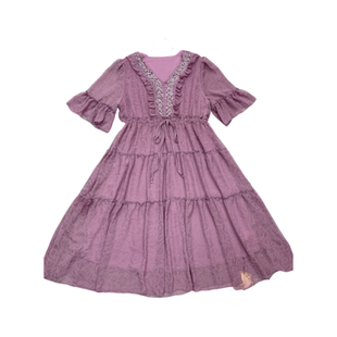 反季节断码连衣裙女重工刺绣女士时尚洋气慵懒风绣花裙子桑蚕丝