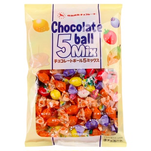 日本进口Takaoka高岗什锦巧克力球5种水果味混合朱古力豆休闲零食