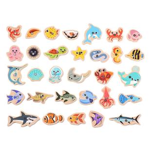 儿童磁性钓鱼木制玩具宝宝迷你小鱼婴幼儿早教益智两岁半男女孩子