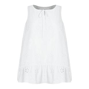 范洛Fano 高级感镂空刺绣荷叶边系带背心连衣裙夏2025新款小个子