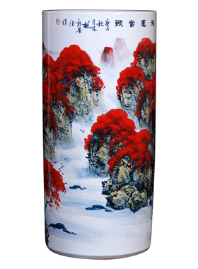 景德镇名师手绘箭筒大落地大花瓶