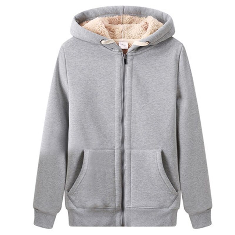 2024冬季羊羔绒加厚保暖卫衣女带帽衫拉链开衫韩版宽松大码潮外套