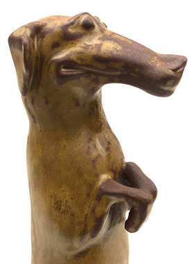 不仁斋薛继业陶瓷雕塑摆件潮玩柴窑葫芦皮色腊肠狗家居雕塑摆件