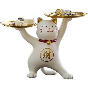 招财猫入户玄关钥匙收纳摆件客厅卧室公司前台装饰品乔迁开业礼物