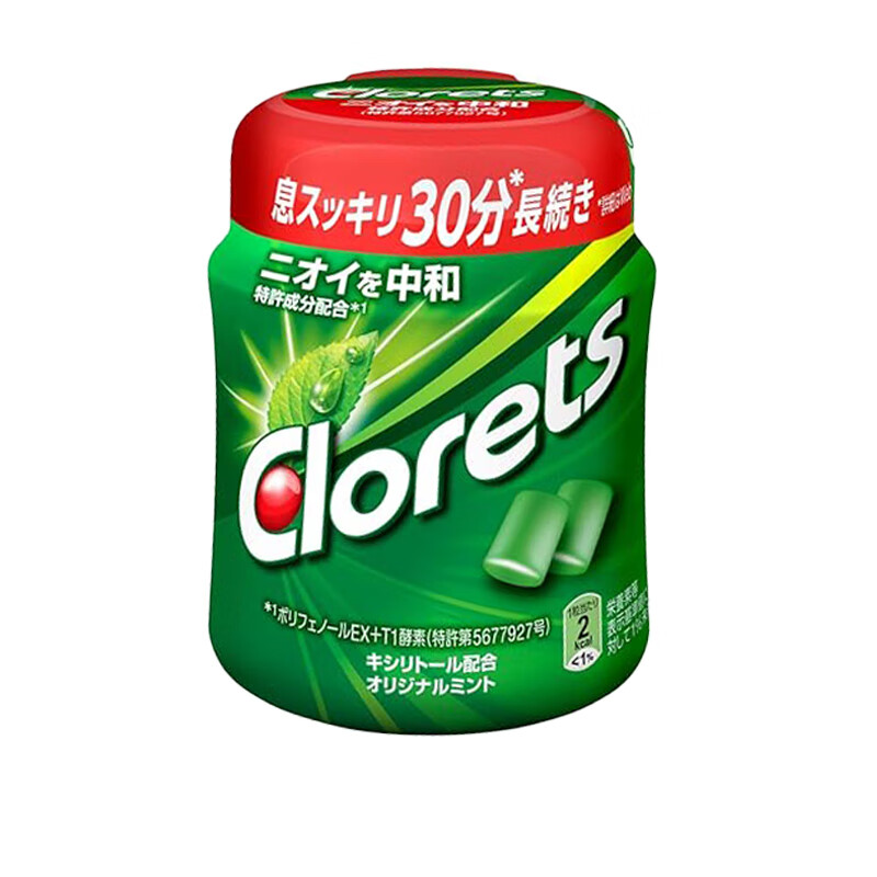 日本进口clorets超强力薄荷口香糖无糖强劲低热量咀嚼去口臭戒烟