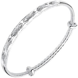 9999纯银满天星圆肚银手镯个性足银实心镯子年轻款小众纪念日礼物