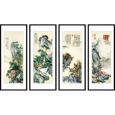 山水风景家居走廊四条苏绣成品