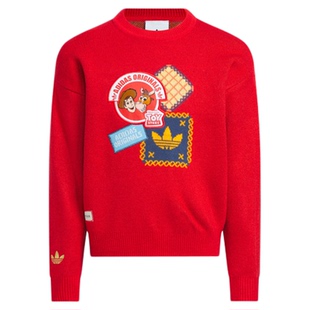 迪士尼玩具总动员联名新年款儿童拜年服毛衣adidas阿迪达斯三叶草