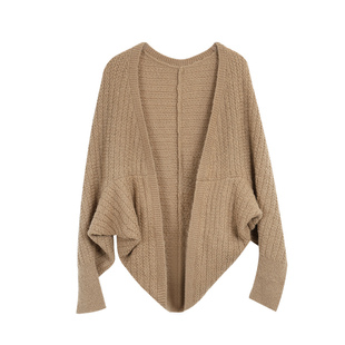 pusumede 慵懒定格 设计感蝙蝠袖针织开衫女马海毛软糯宽松外套