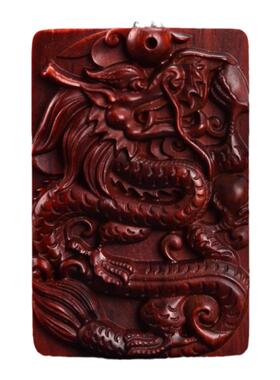 小叶雕刻木质飞龙在天手把吊坠