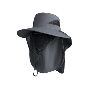 渔夫帽男夏季户外钓鱼遮脸防晒帽出游防紫外线遮阳帽子大檐太阳帽