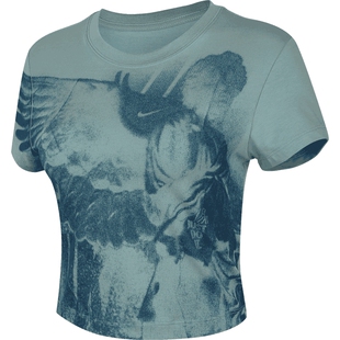 滔搏NIKE耐克女子休闲印花紧身露脐短袖运动T恤HV5001-017