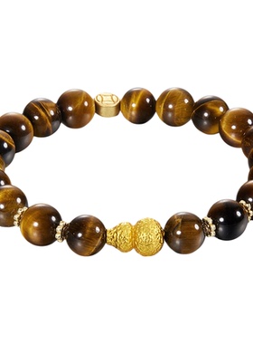 DH7金色锤纹葫芦虎眼石手链女款