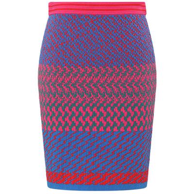 DVF多彩锯齿波纹包臀裙半身裙