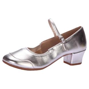 杨丽萍广场舞鞋女成人舞蹈鞋软底红色跳舞鞋中跟交谊舞金色演出鞋