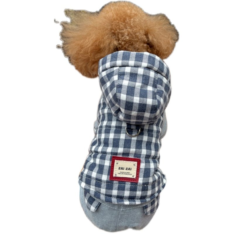 纯棉狗狗衣服冬装小型犬四脚衣泰迪比熊博美加厚保暖棉衣不起静电