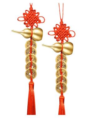 五帝钱门对门铜葫芦真品纯铜摆件化家大门吉祥结解挂件饰入户门