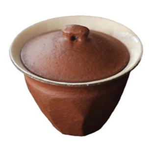 不亦室 松风舍程伟纯手工红色刮棱盖碗陶泥盖碗主泡器泡茶碗