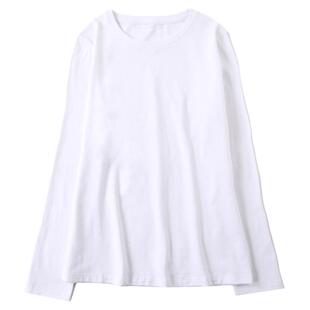 白色打底衫小衫女2025早春新款长袖t恤春秋纯棉内搭纯白正肩体恤