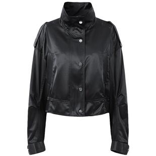 曼德诗黑色外套女短款2025秋装新款百搭休闲韩版上衣流炸街机车服